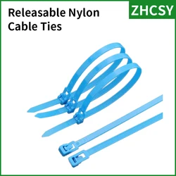 25PCS 5X150 200 300 8X350 400 500 600mm Nylon Releasable Cable Ties Colored Plastics Self-locking Reusable Loop Wrap Zip Bundle