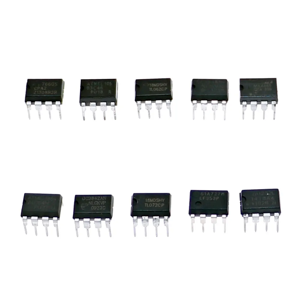 100Pcs/Box IC Integrated Circuit Chip Assortment set Icl7660 93C46 TL062 UC3843 MAX485 24C64 UC3842 TL072 LF353 DS1232