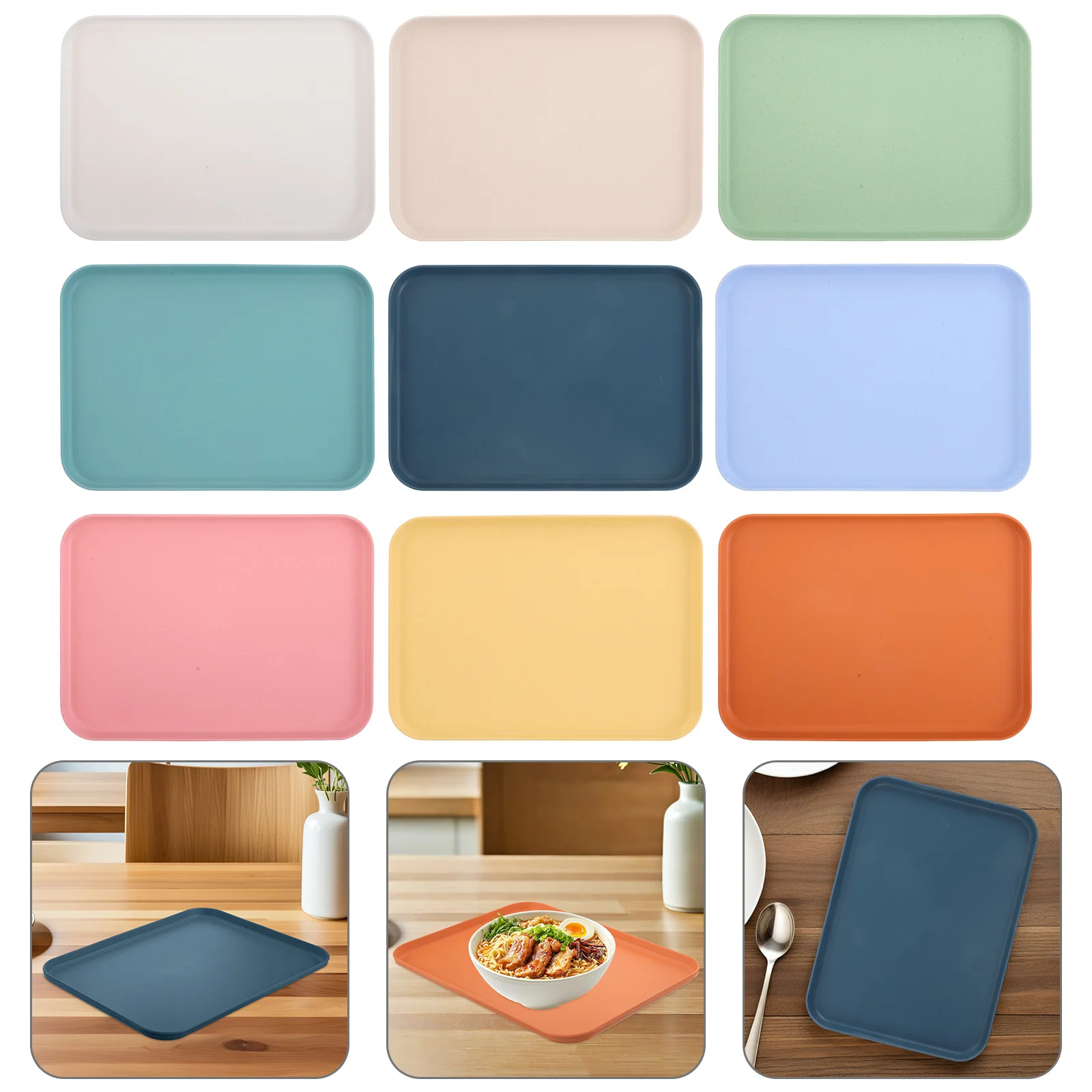 

9Pcs Rectangular Plastic Trays Modern Design for Cafeteria School Lunch Bbq Party Easy to Trays