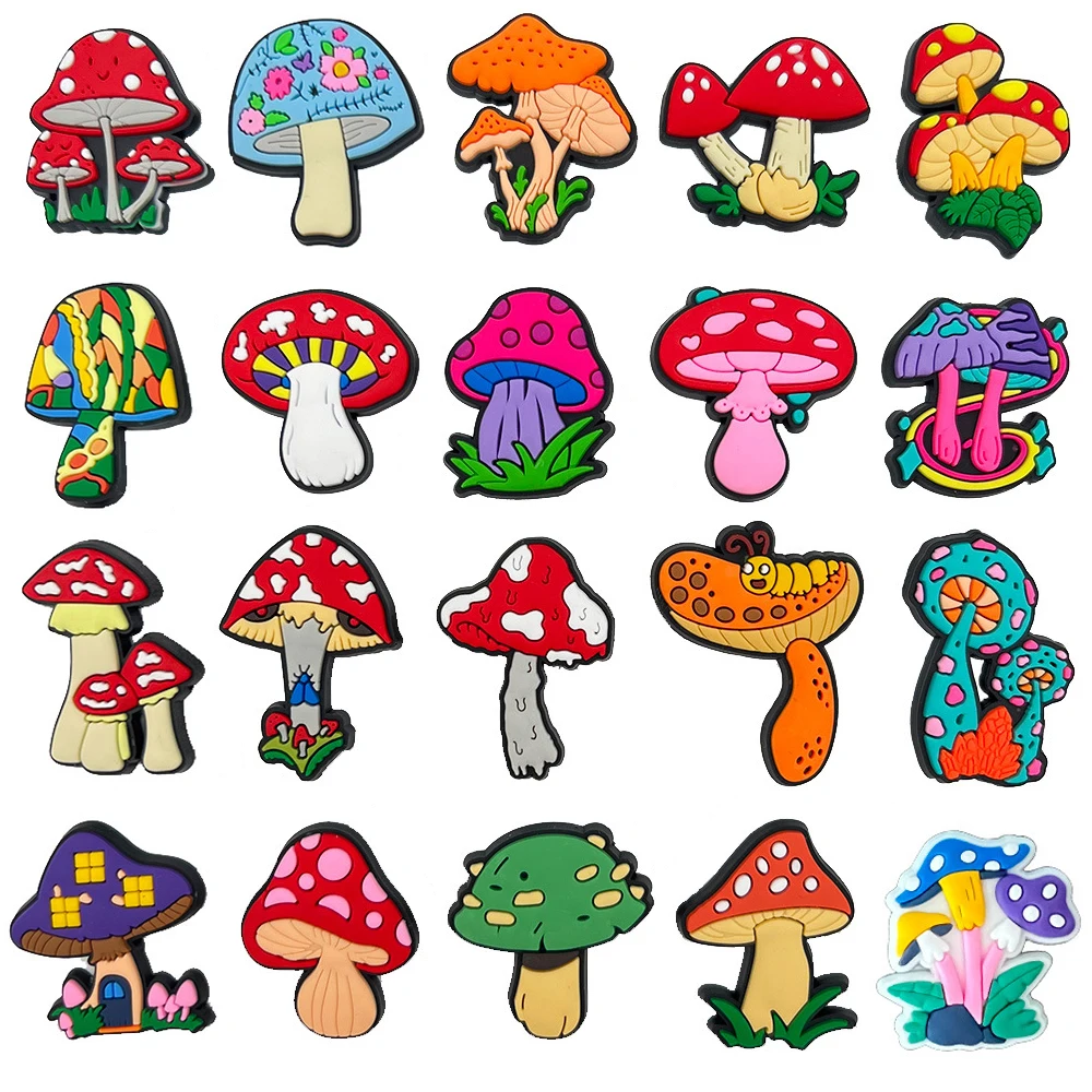 Cute Mushroom Shoe Charms for Crocs Accessories Charms Clogs Bubble Slides DIY Shoe Decoration Buckle Charms Party Gifts