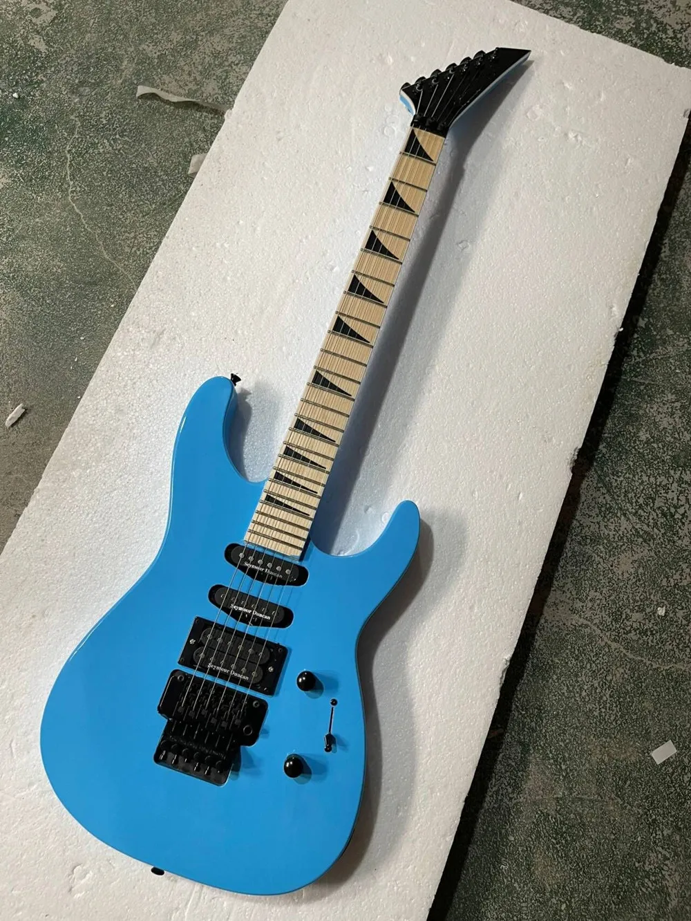 Blue Body Electric Guitar with Black Hardware,Maple Neck,Provide Customized Services