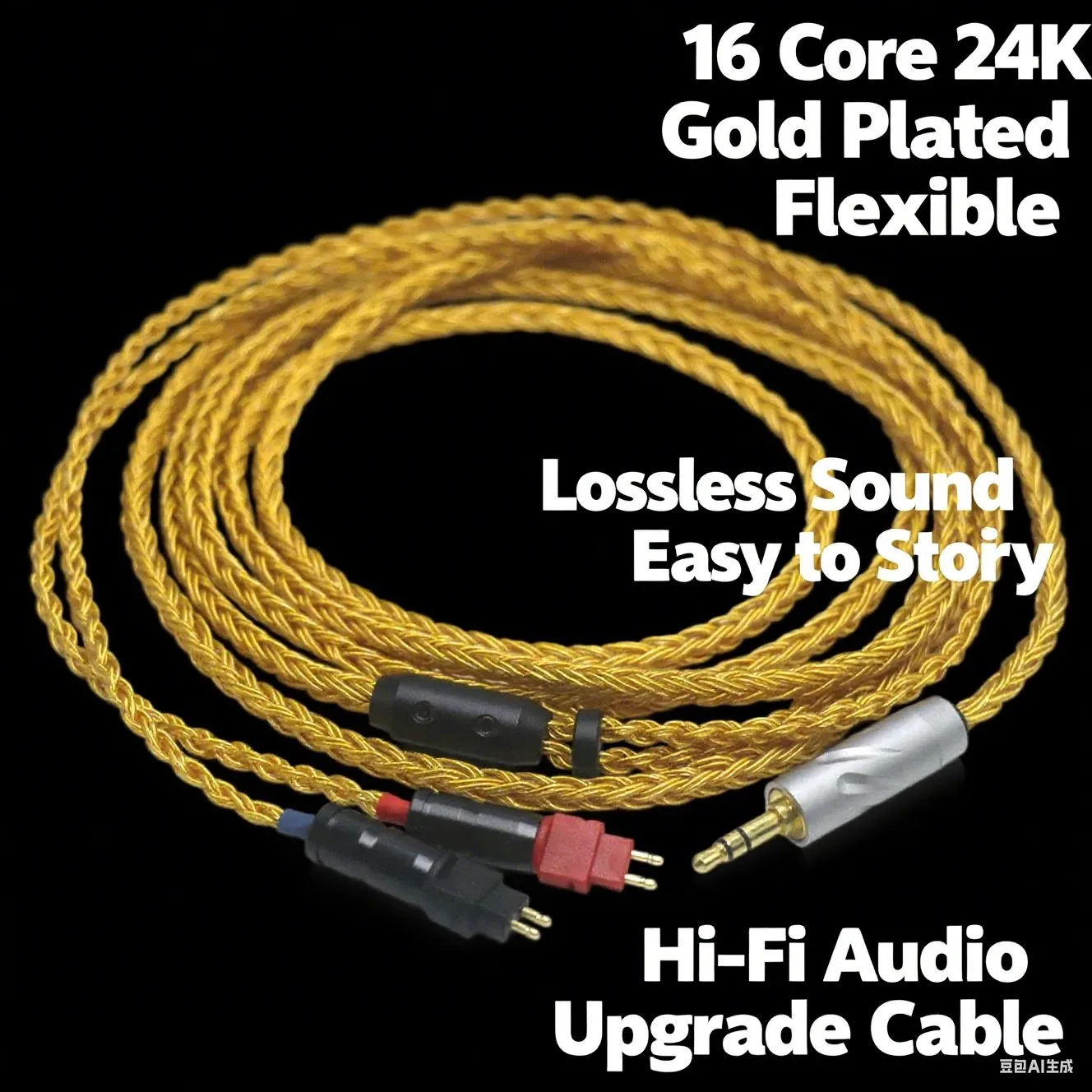 

16 Core 24k Gold Plated Earphone Cable For Sennheiser HD580 HD600 HD650 HDxxx HD660S HD58x HD6xx Headphone