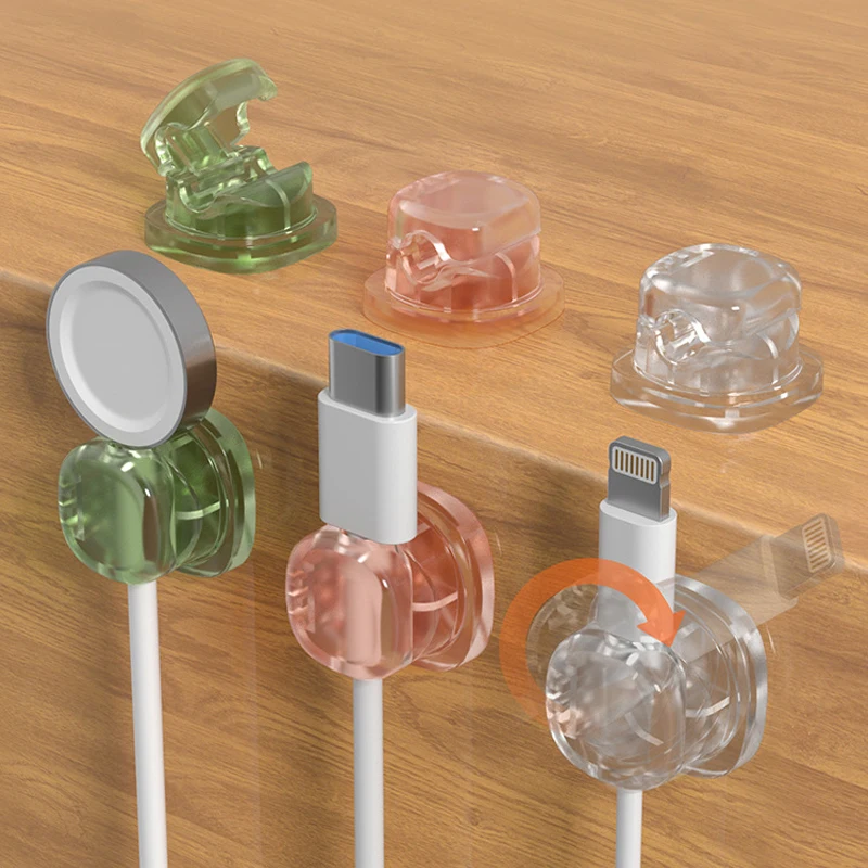 3pcs Adjustable Cord Management Holder, Adhesive Wire Organizer for Home, Office, Desk, Car, Nightstand, and Appliances