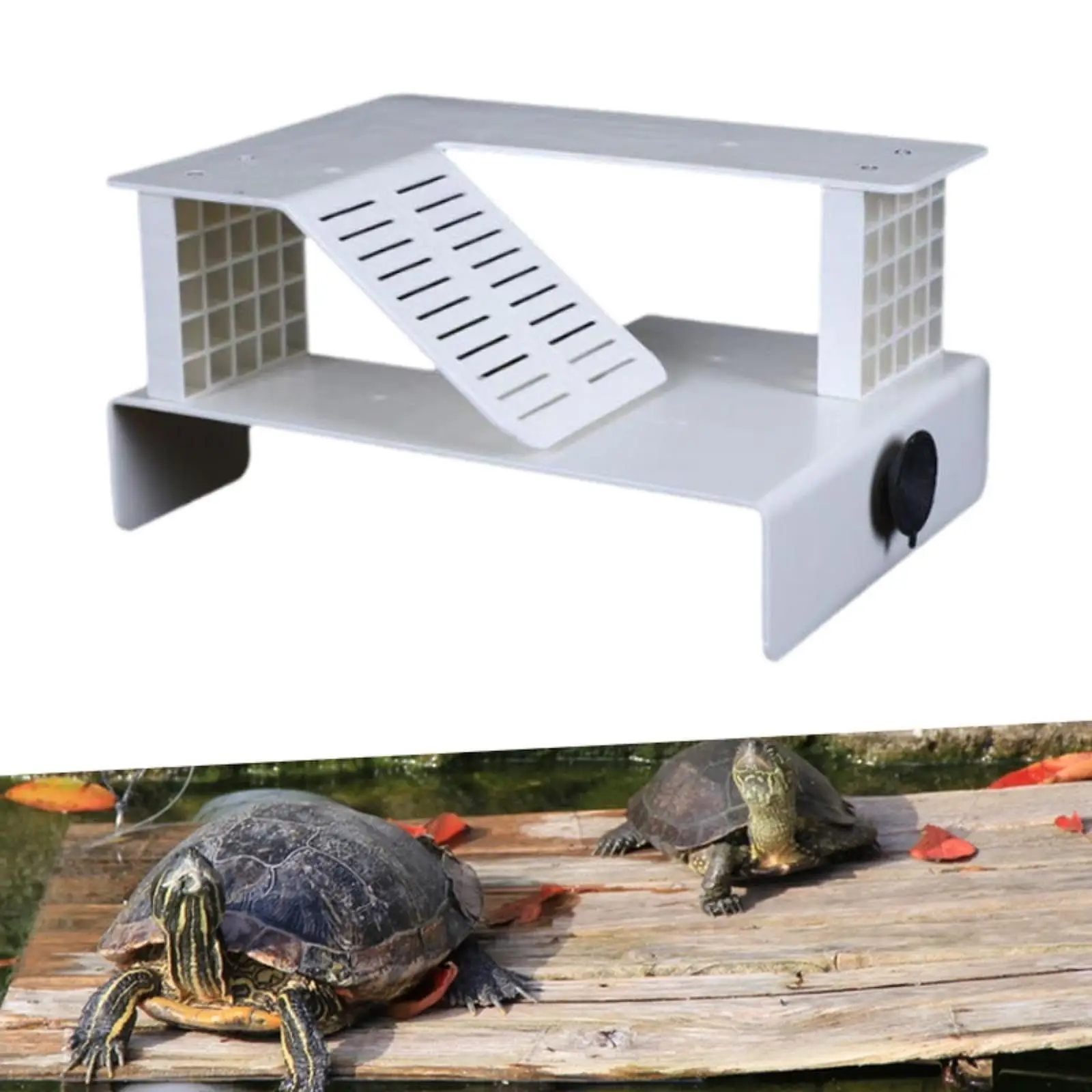 Turtle Basking Platform Hideout Reptile Hide Cave Terrace Turtle Ramp for Frog Terrapin Turtles Amphibians Semi Aquatic Animals