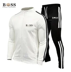 New High Quality Spring and Autumn Men's Zipper Sportswear Set Fashion Men's Sportswear Set Long sleeved Pants Sportswear Set