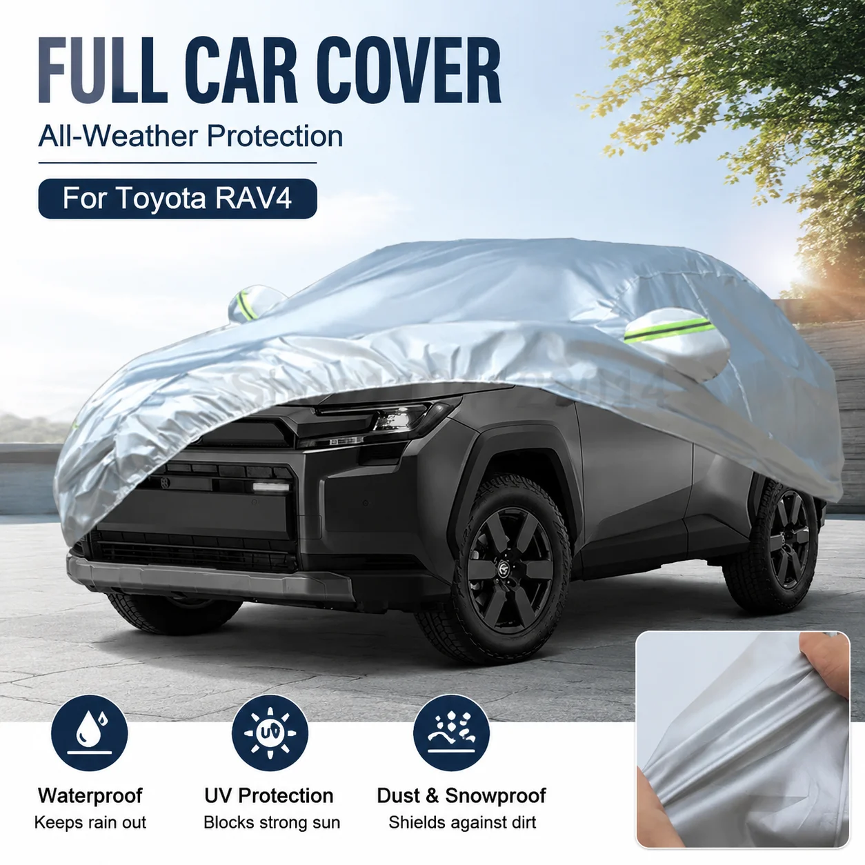 Waterproof Outdoor Full Car Cover Reflective Strip Snowproof Dustproof UV Protection For Toyota RAV4 Auto Exterior Accessory