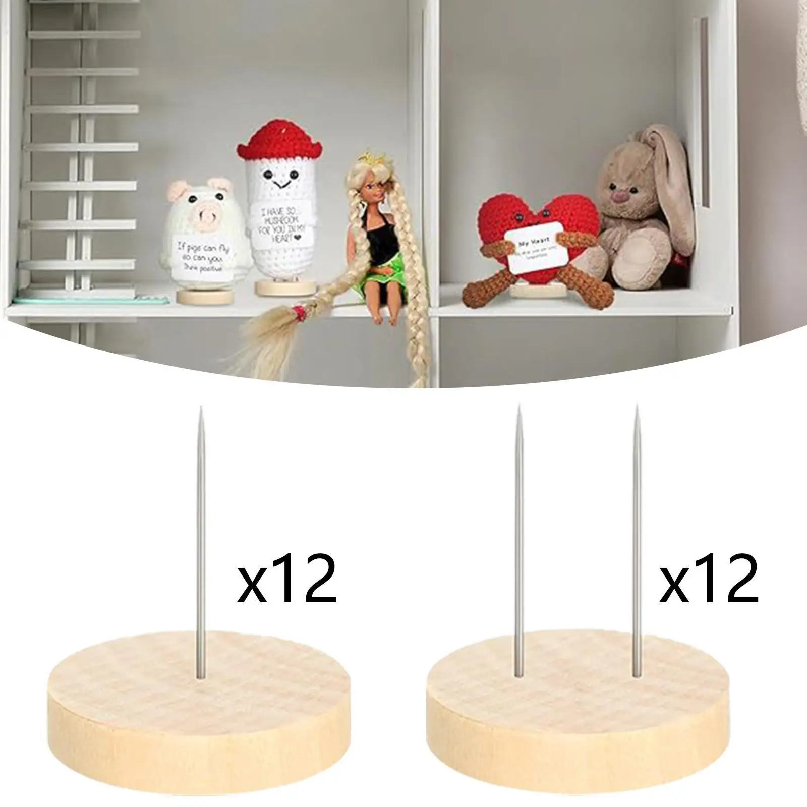 

24 Pieces Crochet Doll Stands Portable Metal Pins Decor Doll Display Holders
