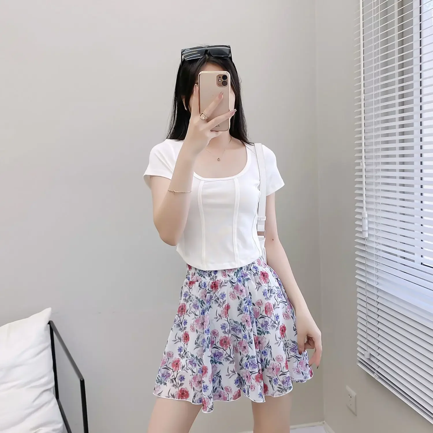 Jupe courte en mousseline de soie pour femmes, Chorts floraux, tendance 2025, vêtements, mode coréenne, Streetwear, Vintage, élégant, Y2k