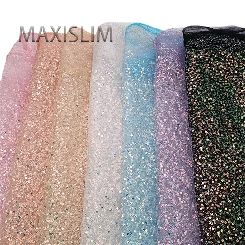 

3MM Mesh Sequin Fabric DIY Design Sewing Children's Clothing Dress Fabric Glitter Fabric For Important Occasion Wide：125CM