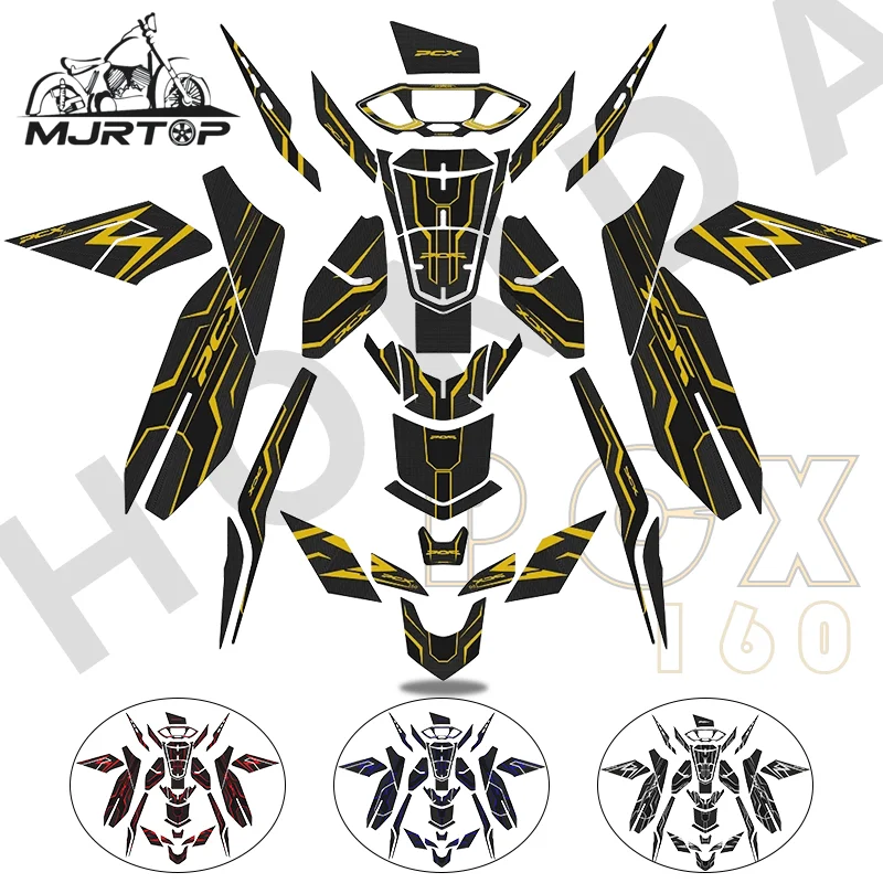 

PCX Motorcycle 3D Gel Front Rear Fairing Fuel Tank Body Whole moto Protection Sticker Decals Kit For Honda PCX125 PCX160 2021