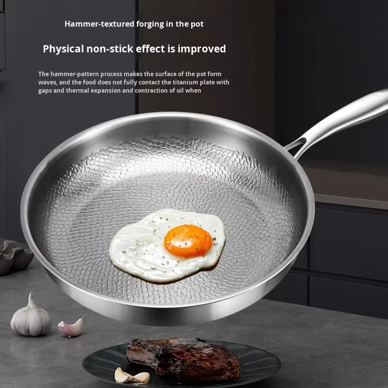 

Uncoated Titanium Household Pans with Hammer Patterns for Healthy Cooking