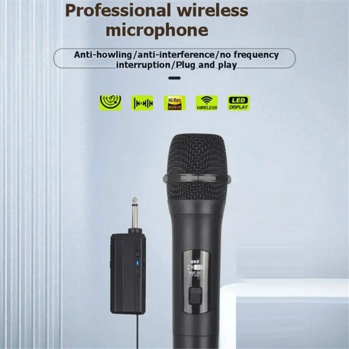 update. 1 to 1 Wireless Microphone with Rechargeable Receiver Dynamic Handheld Mic for Party Church Show Meeting