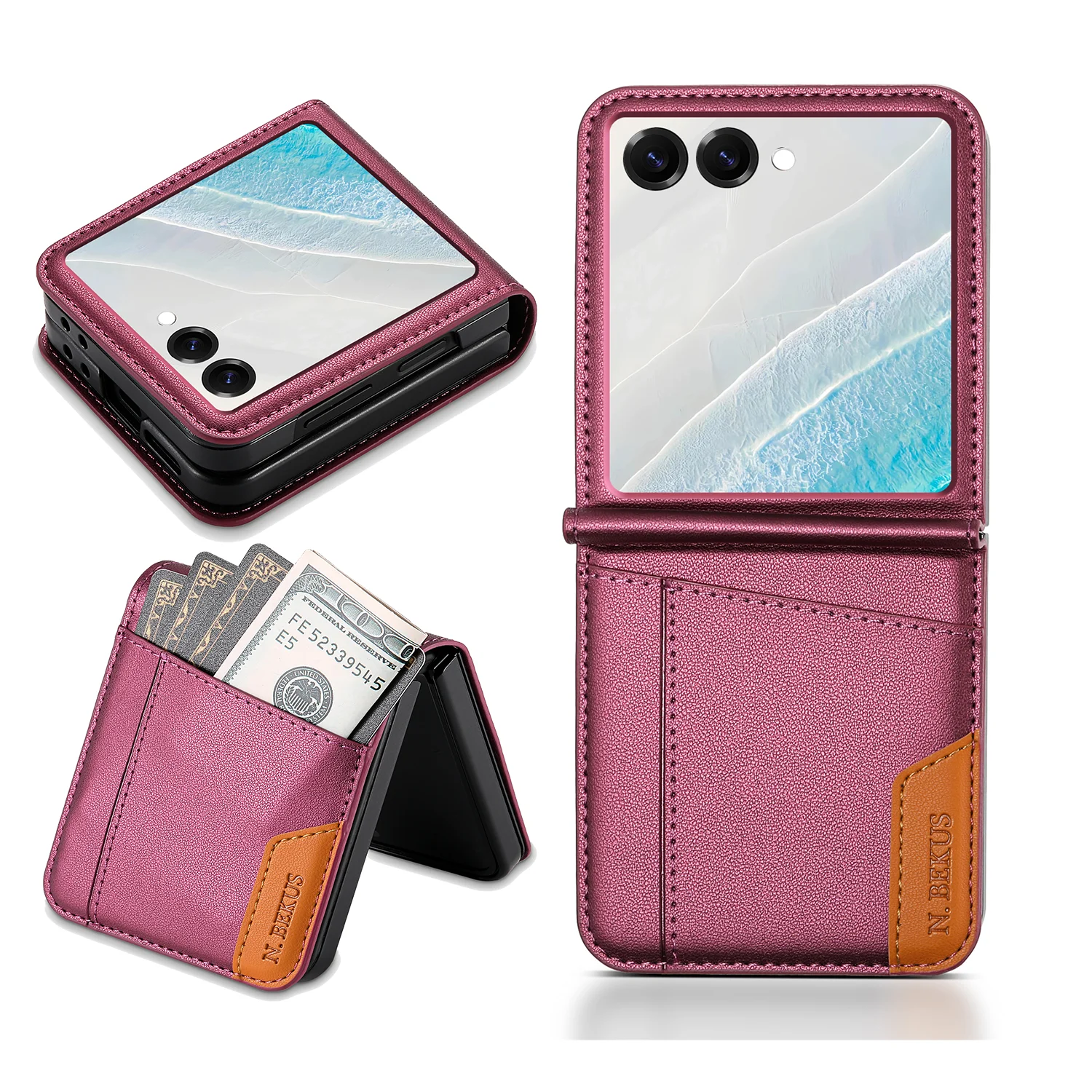 Ultradünne Business-Leder-Handyhülle für Samsung Galaxy Z Flip 8 Flip 7 6 5 4 3 Flip7 FE mit Kartenfächern und magnetischem Flip-Cover