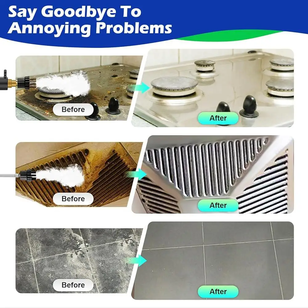 منظف بخار محمول بقوة 2500 وات، جهاز بخار محمول متعدد الأسطح عالي الضغط مع خرطوم بخار ورؤوس فرشاة للتنظيف العميق