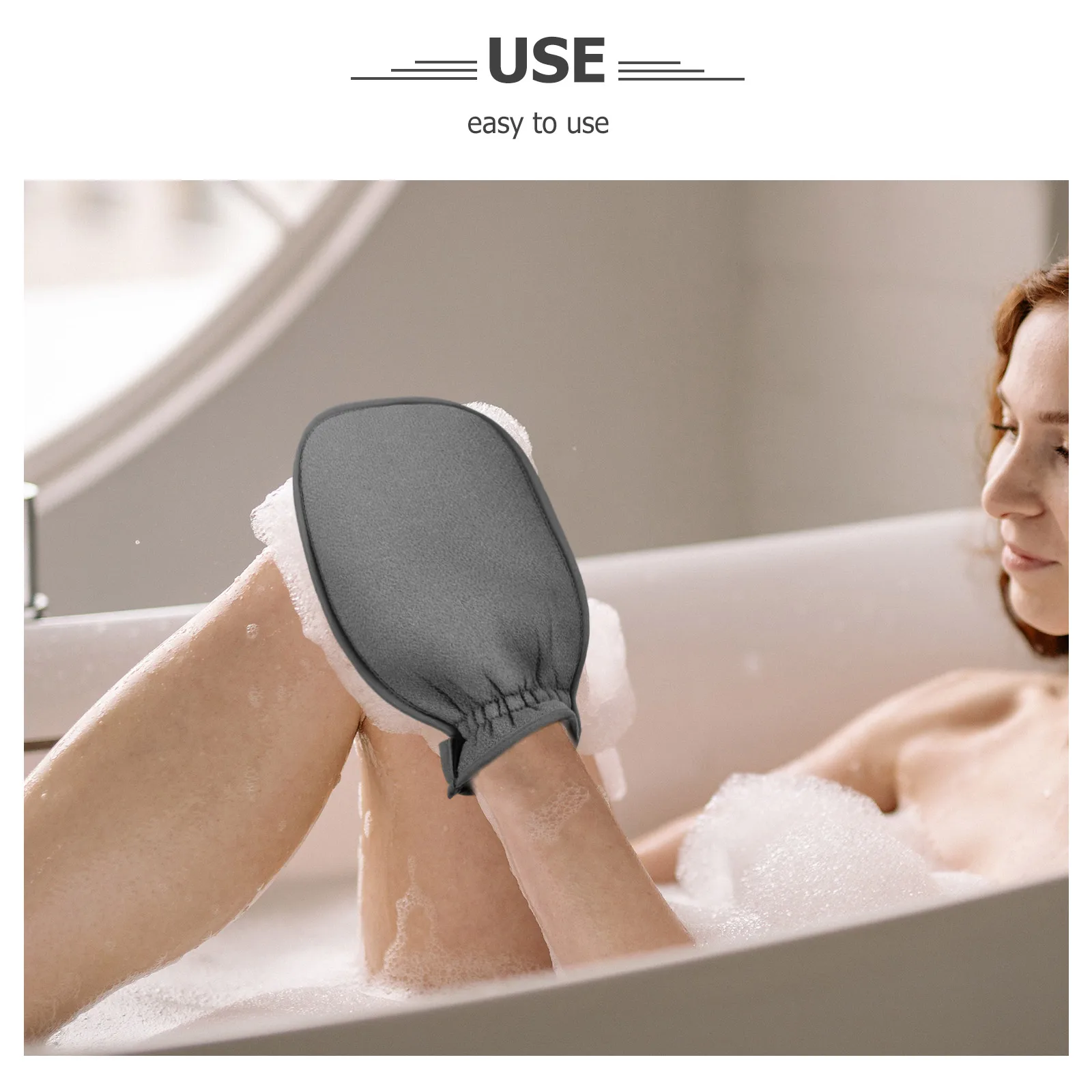

2 Pcs Skin-friendly Bath Towel Gloves for Shower Dual Purpose Scrubber Exfoliating Mitt Miss