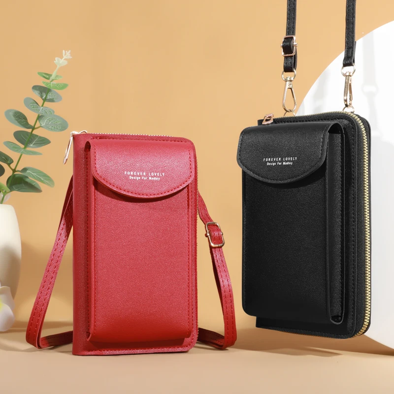 Fashion Single Shoulder Crossbody Cell Phone Bag Mini Versatile Satchel Multi Card Position Card Bag Keycase Female