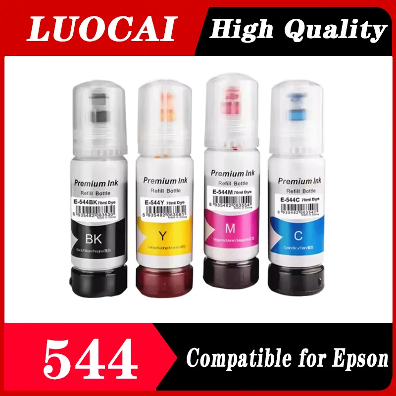 544 Dye Ink 4 Colors 70ml Bottle Refill Kit FitFor Epson EcoTank L3150 L3110 L3100 L3210 L3250L1110 5190 Inkjet Printer