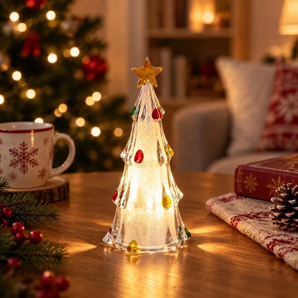 Luminous Christmas Tree Lamp Transparent Glowing Christmas Tree Night Light LED Colorful Xms Eve Candle Lights Bedroom Decor