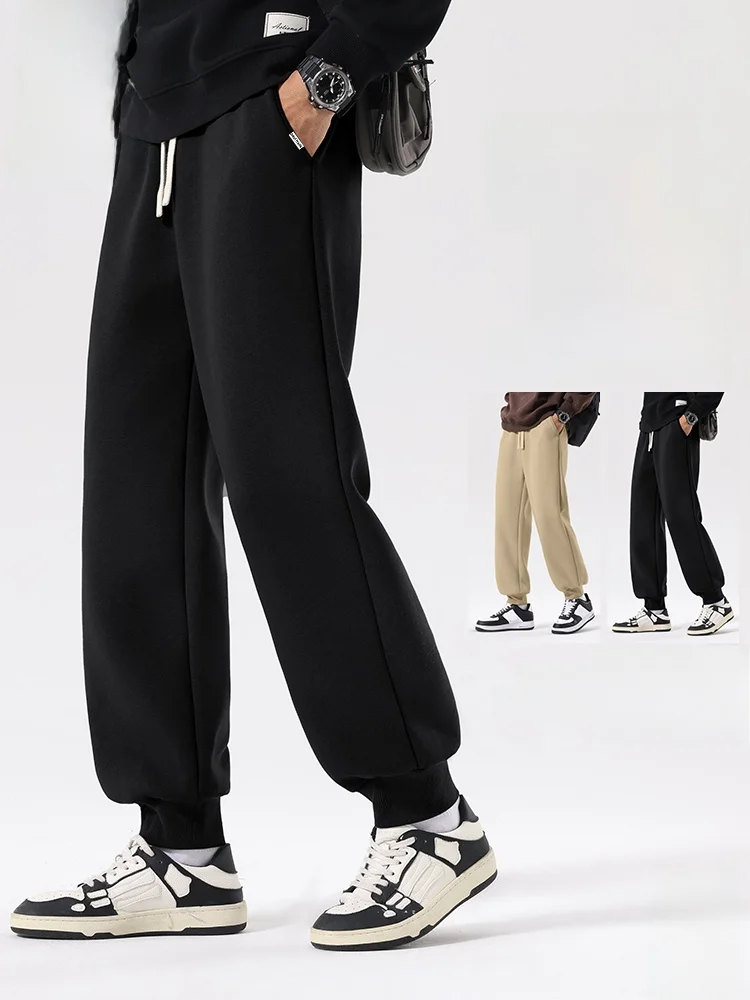 

Мужские спортивные брюки Monkey Straight Leg: Новинка Весны, универсальные черные джоггеры с манжетами, молодежный стиль