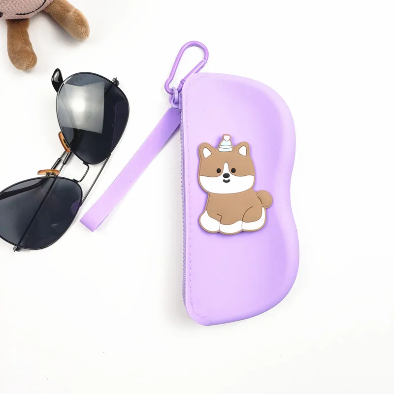 Women Soft Silicone Glasses Bag with Zipper Chain Waterproof Storage Cosmetic Coin Bag for Men Dustproof Glasses Box Girl Gift