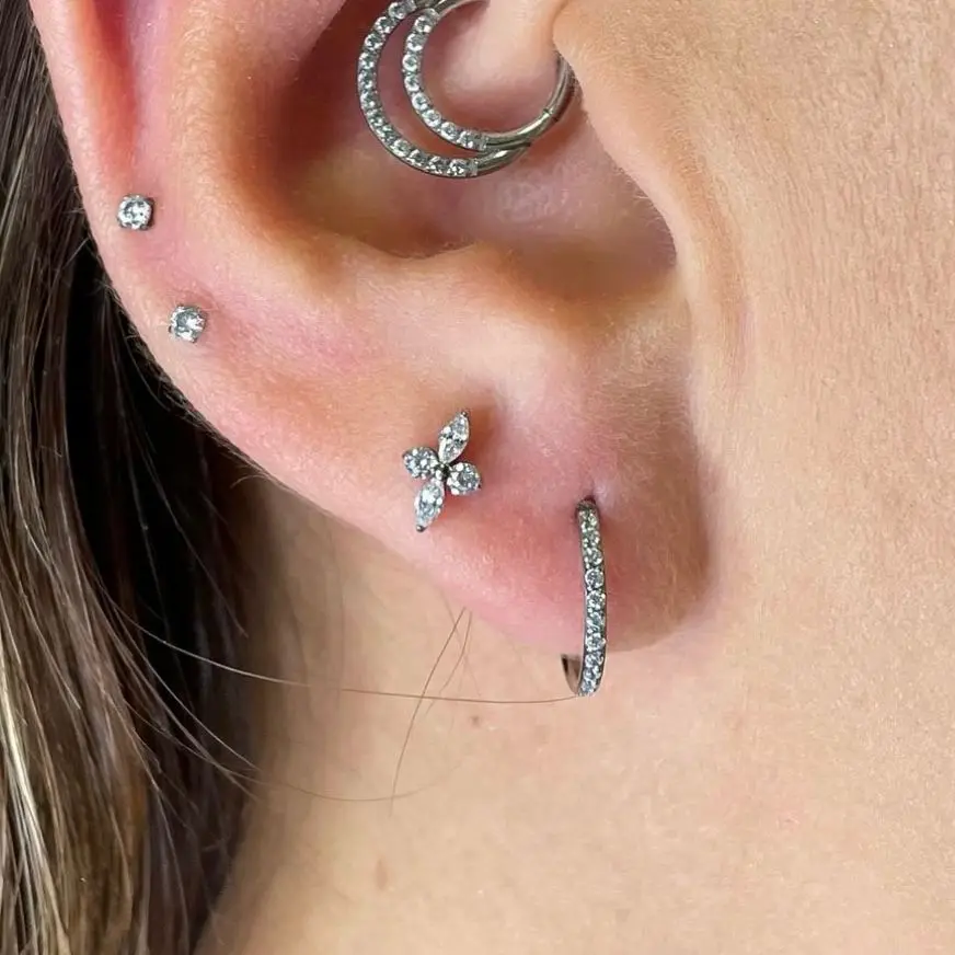 G23 Titan 5A CZ Labret Piercing Stern Flache Rückseite Ohrstecker Helix Knorpel Monroe Medusa Tragus Piercing Körperschmuck – Detail 10