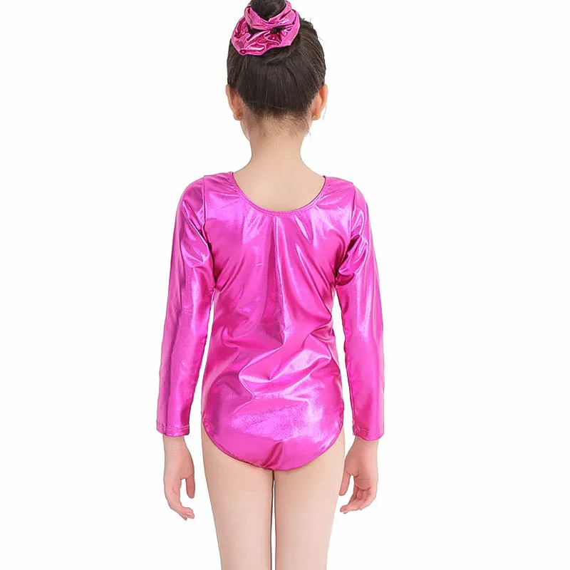 Children Shiny Metallic Cosplay Dance Top For Girl Kids Teens Team Dance Show Stage Costumes Ballerinas Gymnastics Clothing