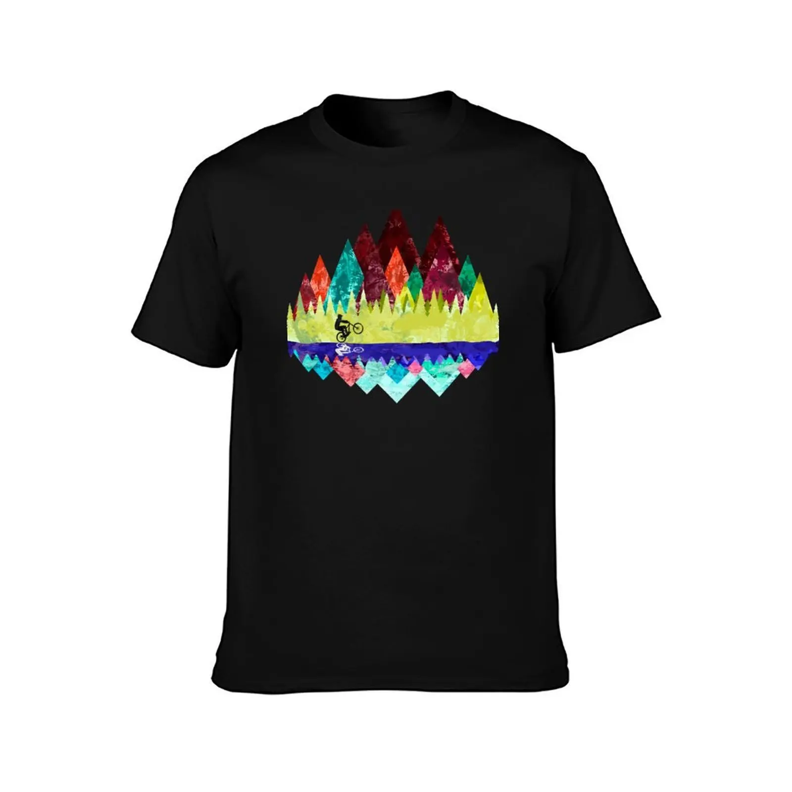 MTB Trails T-Shirt, Summer Casual Cotton Tee, Oversized Streetwear Tops, Vintage Graphic Print, Loose Fit Short Sleeve
