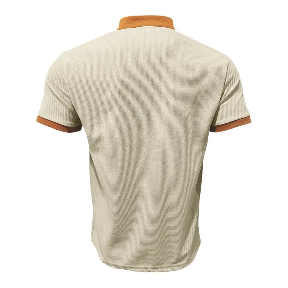 Summer New Men Stand Up Collar Shirt Fashion Homme Daily Casual Lightweight Breathable Small Elastic Checkered Pullover Shirt