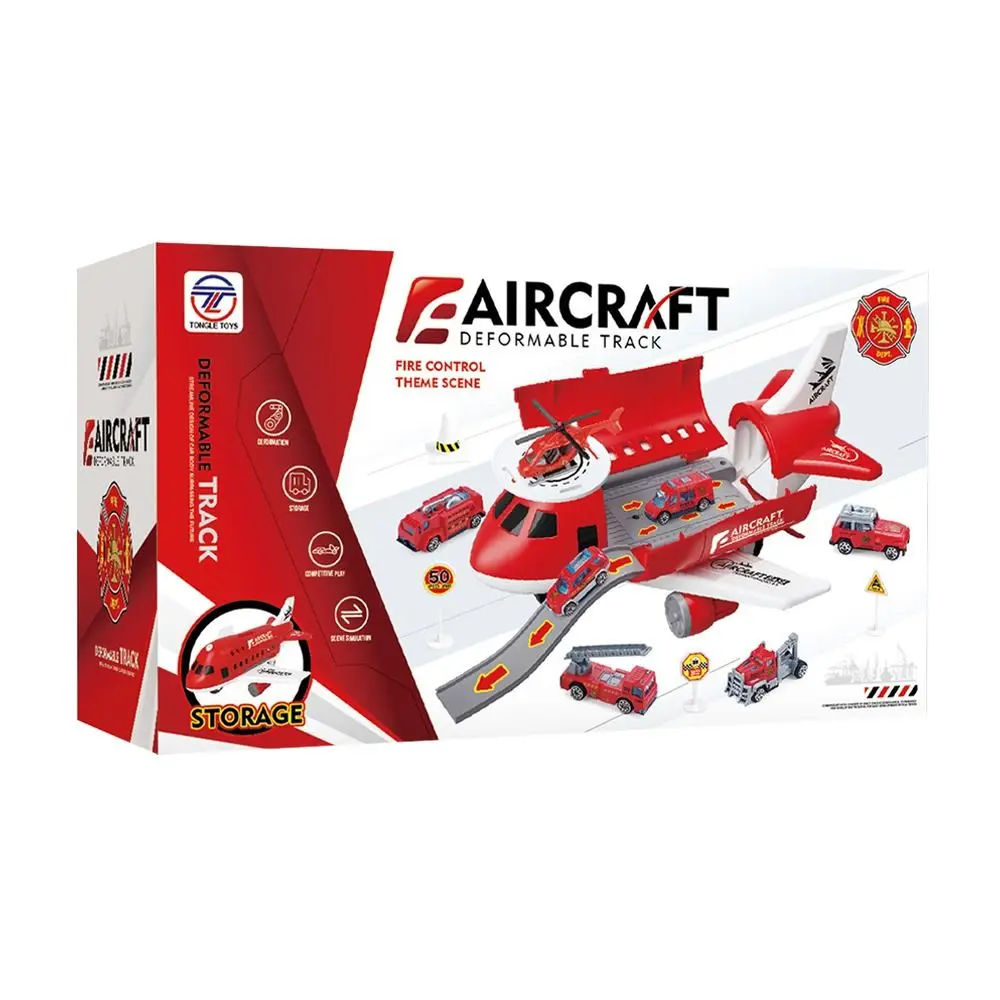 Criativo vermelho azul inércia ferroviário avião brinquedo de plástico pista deformável inércia carro avião modelo aleatório carro sinal estrada pista brinquedo presente