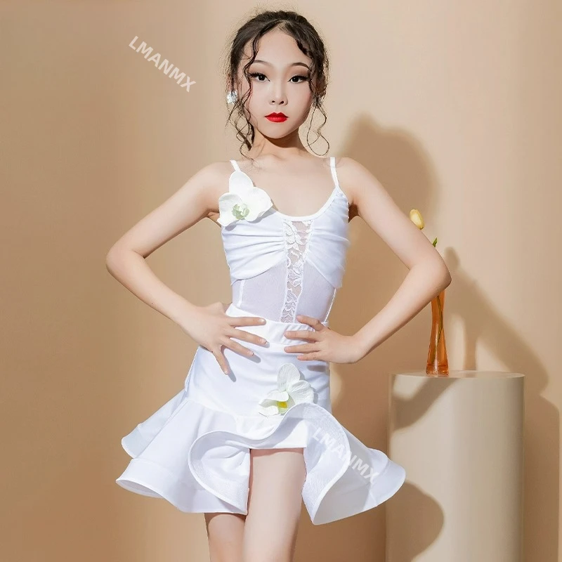 2025 라틴 댄스 드레스 소녀 연습복 신상 가을 겨울 어린이 공연용 큰 치마