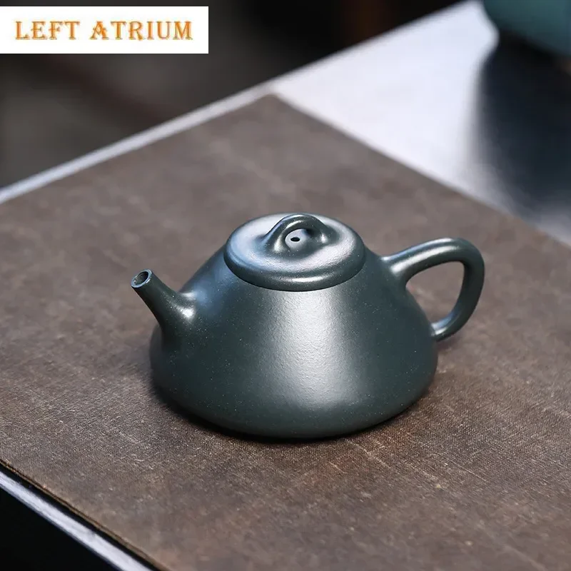 

180ml Yixing Purple Clay Teapot Handmade Stone Scoop Tea Pot Tea Infuser Kettle Raw Ore Dark Green Mud Chinese Zisha Tea Set