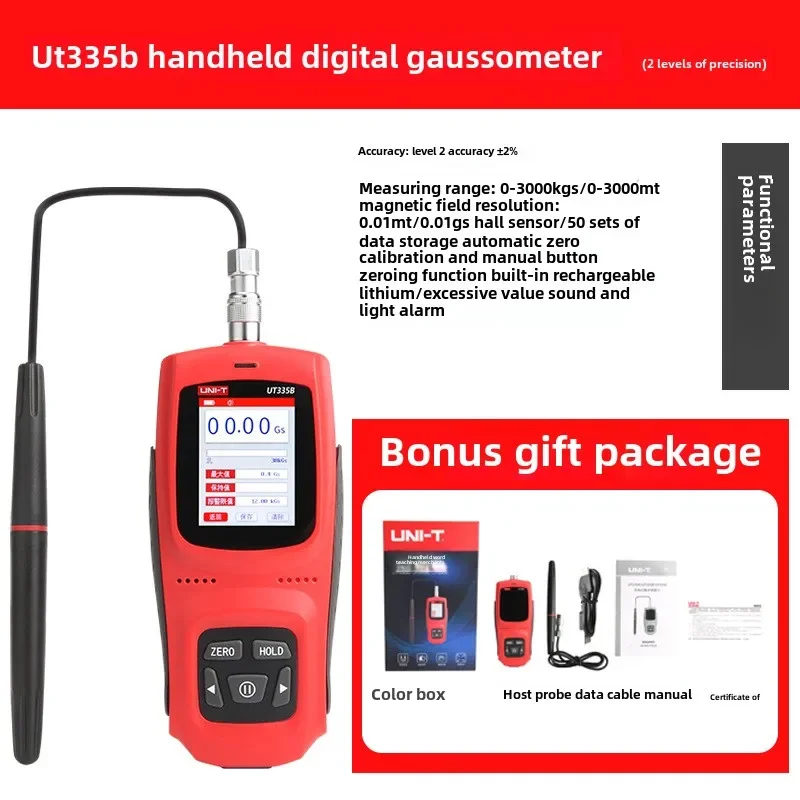 UNI-T UT335A المغناطيس الدائم غاوس متر يده الرقمية تسلا متر التدفق المغناطيسي متر سطح المجال المغناطيسي 5% دقة