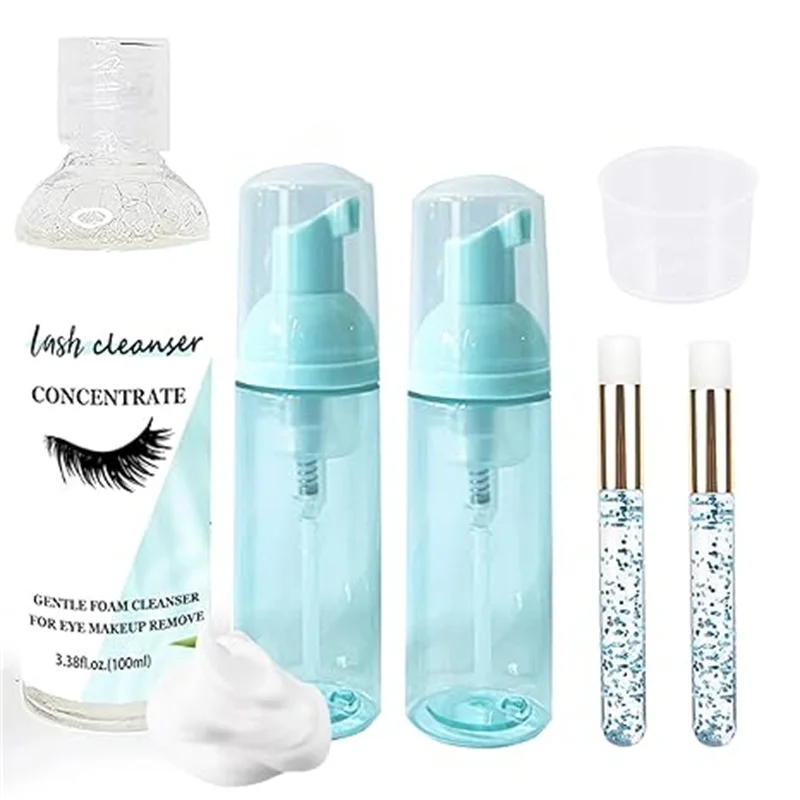 4 in 1 Concentrate Foam Lash Cleaner Kits Lash Shampoo 100ml Eyelash Extension Cleanser Salon Measuring Cup Brush Makeup Tool