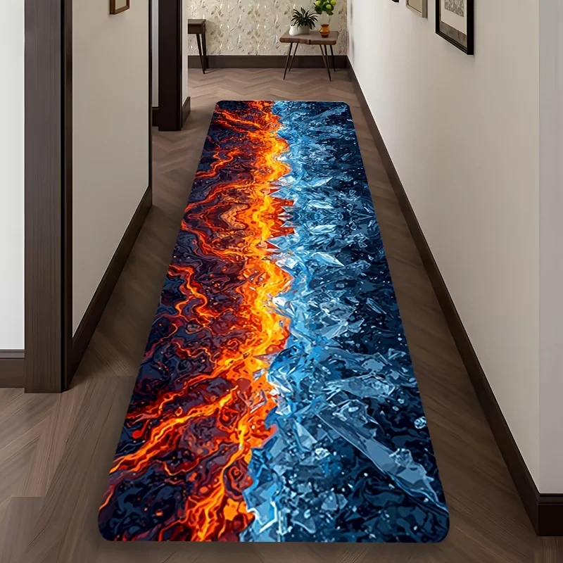 Modern Artistic Black Runner Rug With Glowing Dots Soft Touch Surface Non Slip Carpet For Front Door Corridor Accent