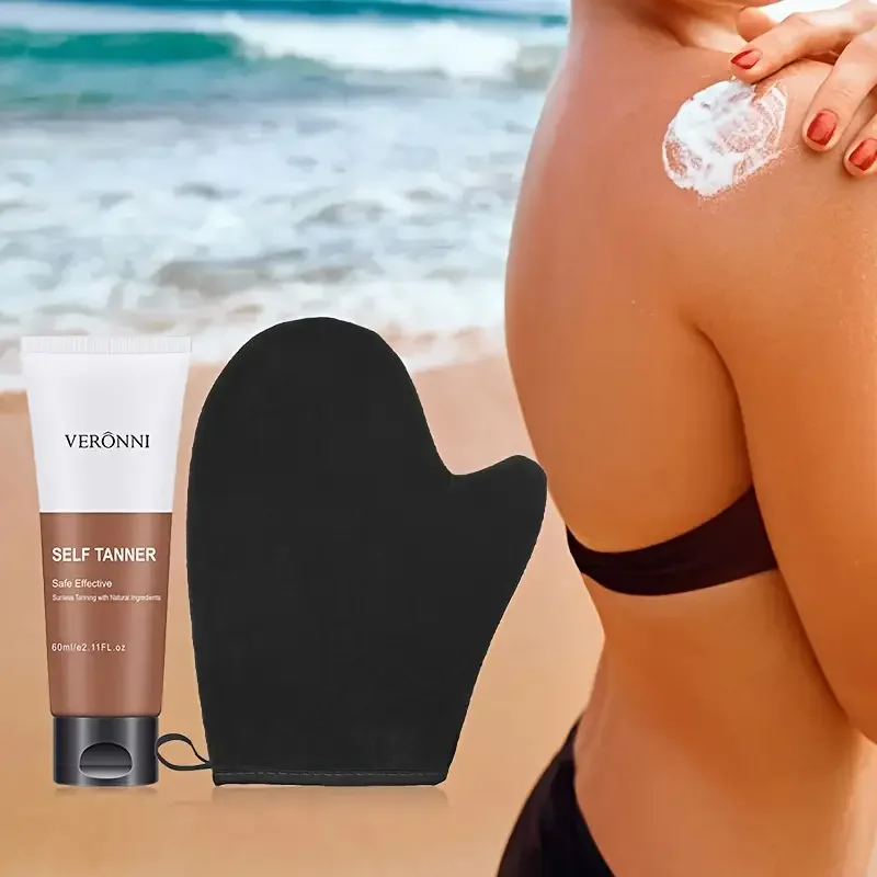 VERONNI Natural Body Tanning Cream Set with Application Glove - Quick Dry, Streak Free,Natural Tanning Lotion Body Care Products