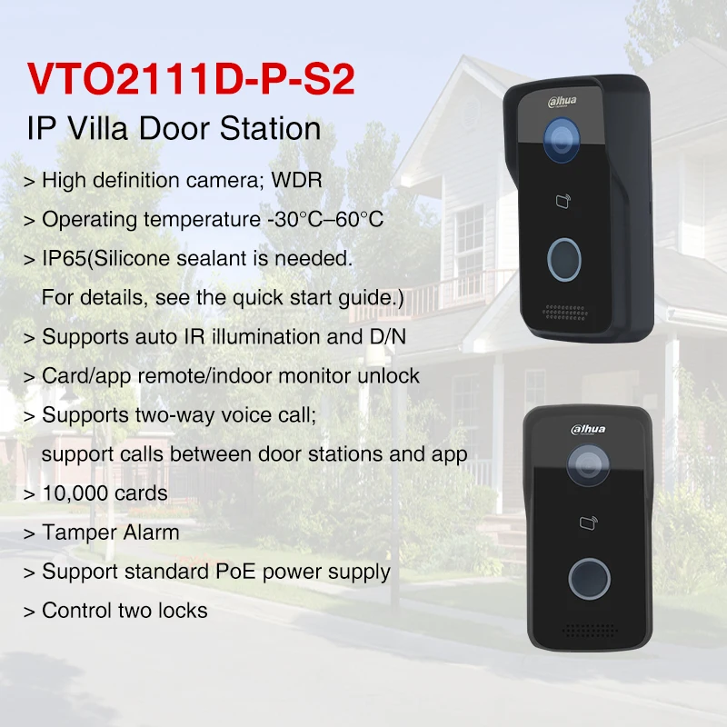 Dahua Wired Video Intercom Systems Door Phone VTO2111D-P-S2 Station & 7 Inch Touch Screen Indoor Monitor Doorbell VTH2621GW-P