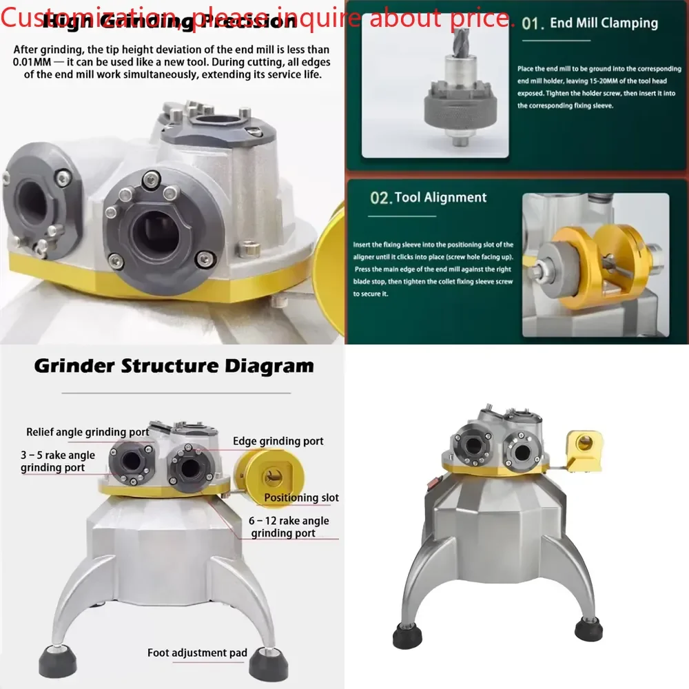 

Hot saleMilling Grinding Cutting Machine Ball Cutter Drilling Tools Flute End Mill Sharpener 5000rpm Grinder for 2&3&4 Blade