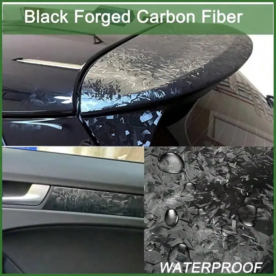 Glossy Black Forged Carbon Fiber Vinyl Film Self-Adhesive Stretchable Self-Adhesive Bubble FreeDlY Film Modern Aesthetic Style