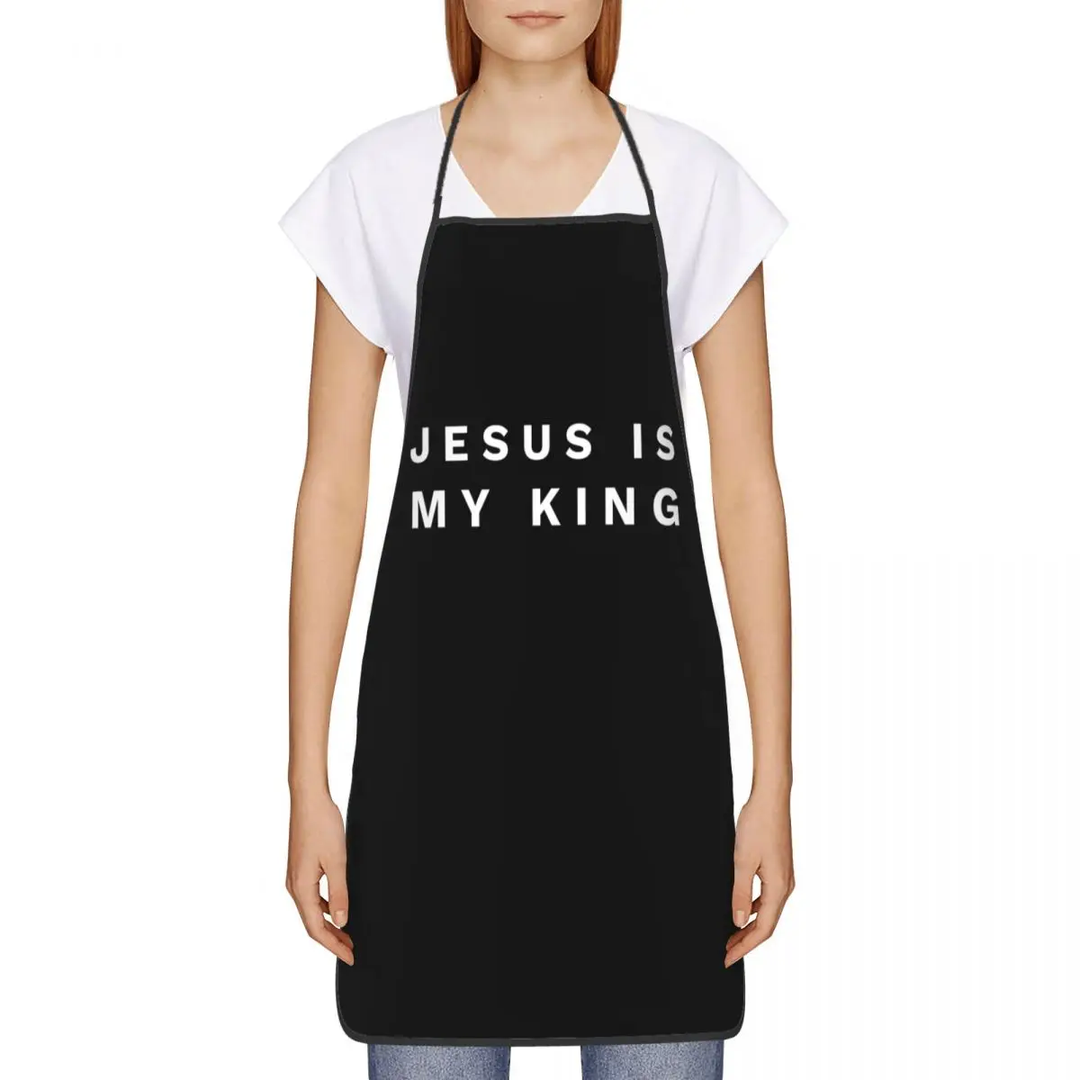 Jesus Is My King Apron for Women Men Unisex Bib Catholic Christian Faith Cooking Kitchen Tablier Cuisine Chef Gardening