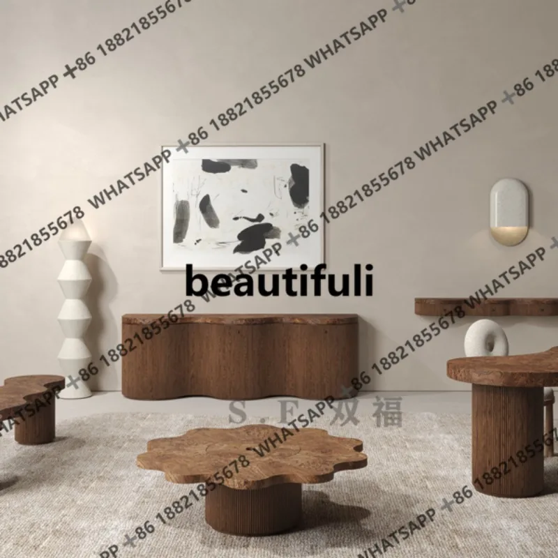Creative solid wood coffee table modern simple zen ash wood art irregular special-shaped personalized tea table