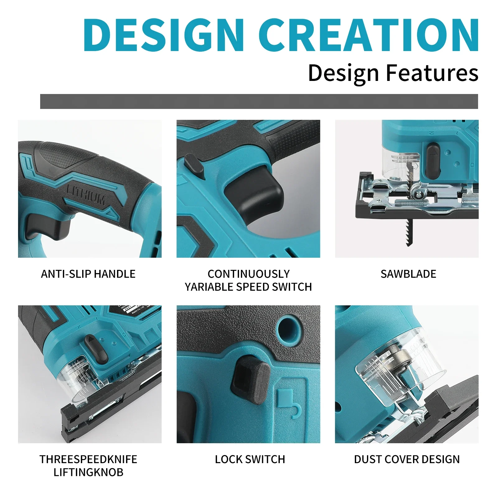 Serra de vaivém sem fio Makita DJV182: 18 V, 300 W, 0-2700 rpm, curso de 80 mm, ± 45 °   Ângulo de corte, trabalhos de ferramentas elétricas para corte de madeira/plástico/metal