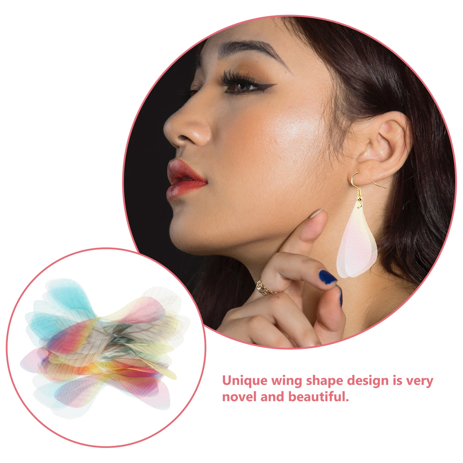 

50pcs Artificial Butterfly Wings for Handmade Earrings Jewelry Parts Craft Supplies Dragonfly Wing Decors Translucent