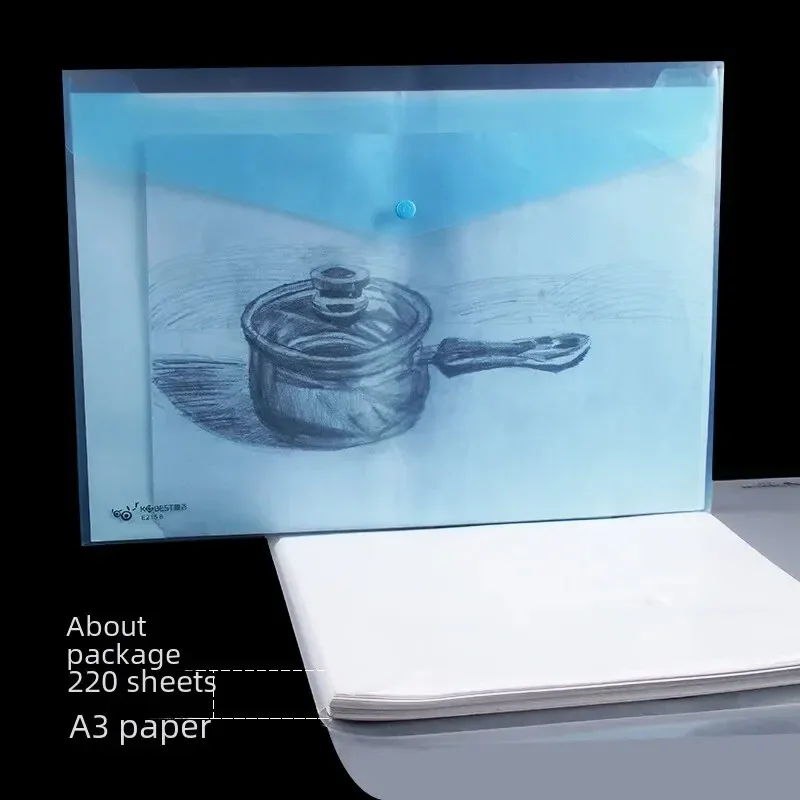 5 PCS A3 File Folders 8k Sketch Transparent PP Paper Storage Bag 8-open Waterproof Student Test Paper Clip