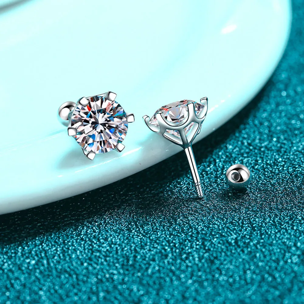 

Hip Hop 925 Sterling Silver Exquisite Earrings Set With 0.2-2 Carat Moissanite Fashionable and High-end Niche Style