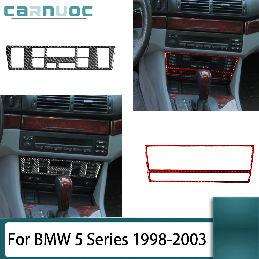 Carbon Fiber AC Control Stickers Cover Trim For BMW 5 Series 1998 1999 2000 2001 2002 2003 Car Interior Decorative Accessories