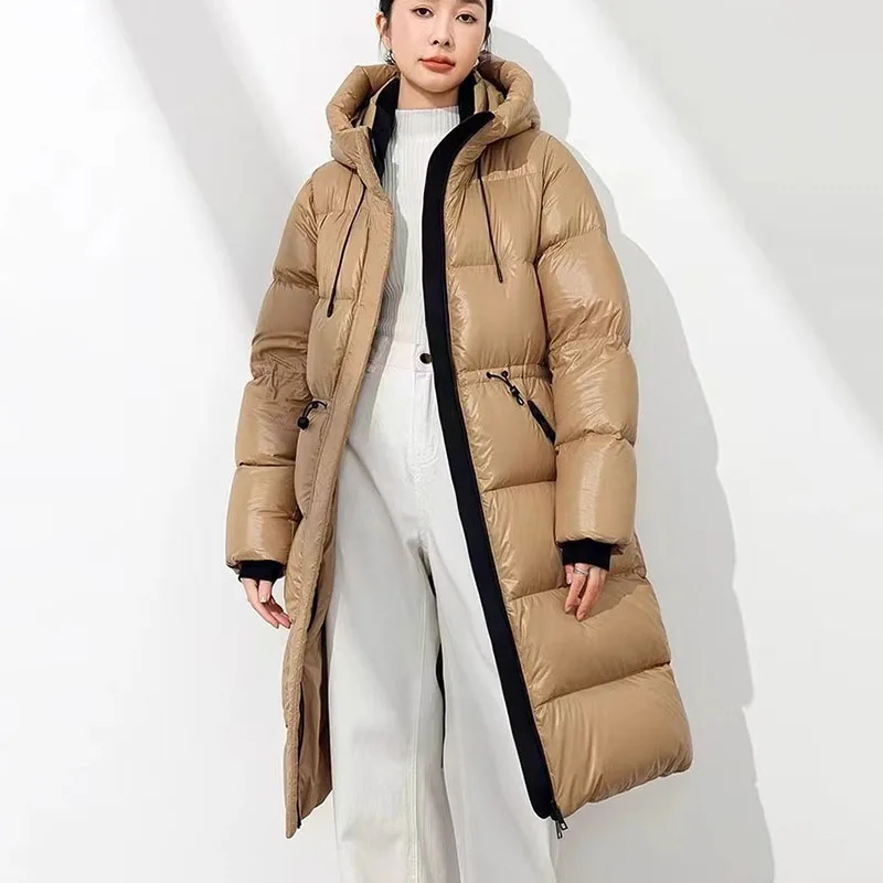 Ocio mujer Parker 2025 nuevo invierno de alta calidad cálido con capucha pato blanco abajo chaqueta de mujer moda abajo chaqueta H465
