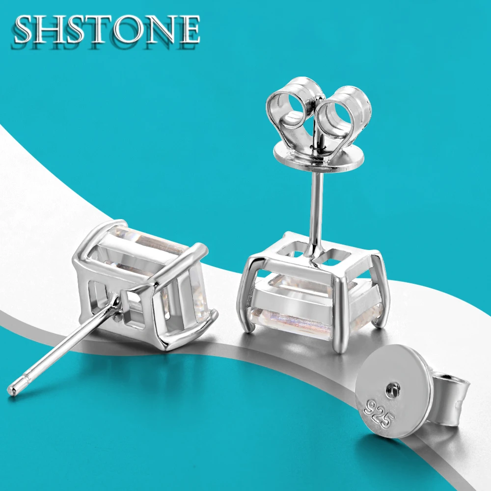 

Женские прямоугольные серьги-гвоздики SHSTONE 2ct D VVS1
