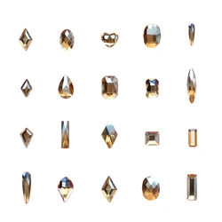 20pcs Mix Shapes Golden Shadow Nail Diamond Pixie Strass Rhinestones for 3D Nails Art Decorations Supplies Jewelry Rhinestone