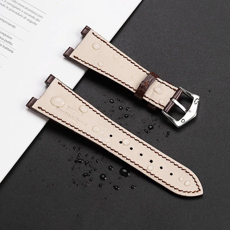 Watchband For Patek Philippe Nautilus crocodile watch strap 5711 5712G cowhide custom notch wristband accessory 25mm bracelet