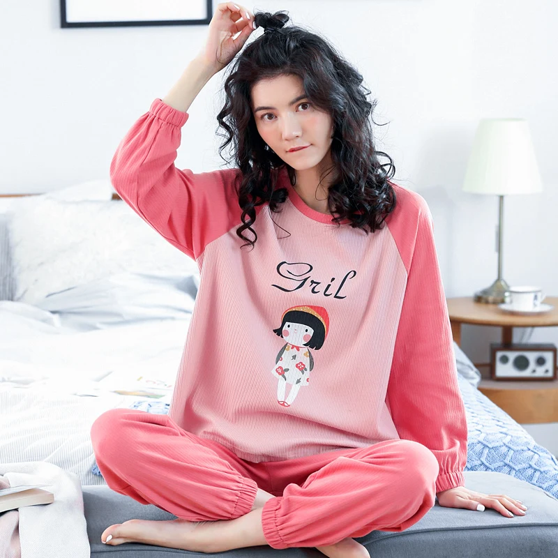 MIIOW Corduroy Women\'s Pajamas Fashion Cotton Loungewear Sets Cute Prints Comfortable Sleepwear Loose Long Sleeve Clothes NEW